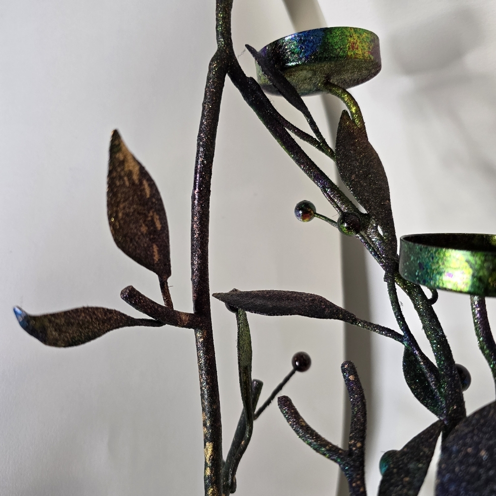 HANDCRAFTED Upcycled Metal Tea Light Candle Holder HANDPAINTED Table Art Decor - Picture 9 of 17
